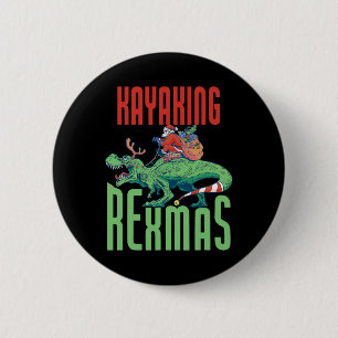 Kayaking Rexmas T-rex Dinosaur Christmas Holiday K 6 Cm Round Badge