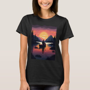 Kayaking River Camper River Boating In Sunset  3 T-Shirt