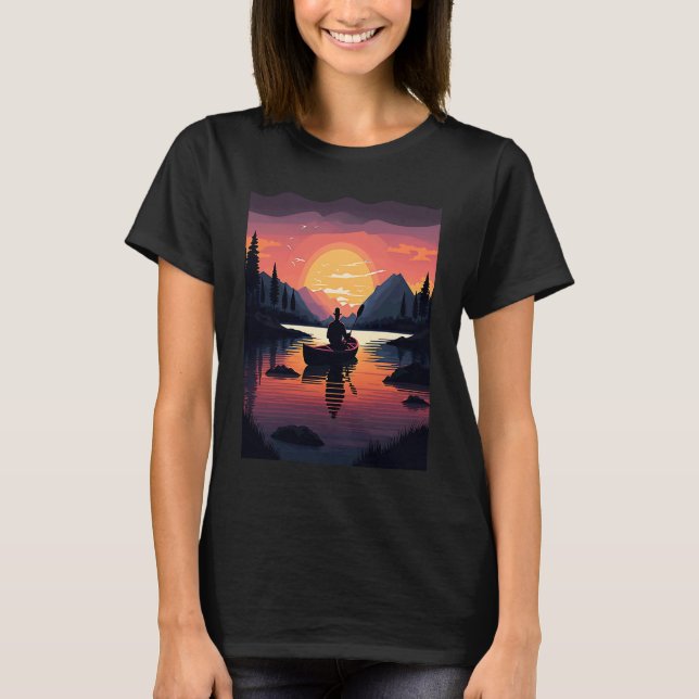 Kayaking River Camper River Boating In Sunset  3 T-Shirt (Front)