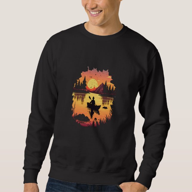 Kayaking River Camper River Boating In Sunset Sweatshirt (Front)