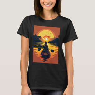 Kayaking River Camper River Boating In Sunset T-Shirt