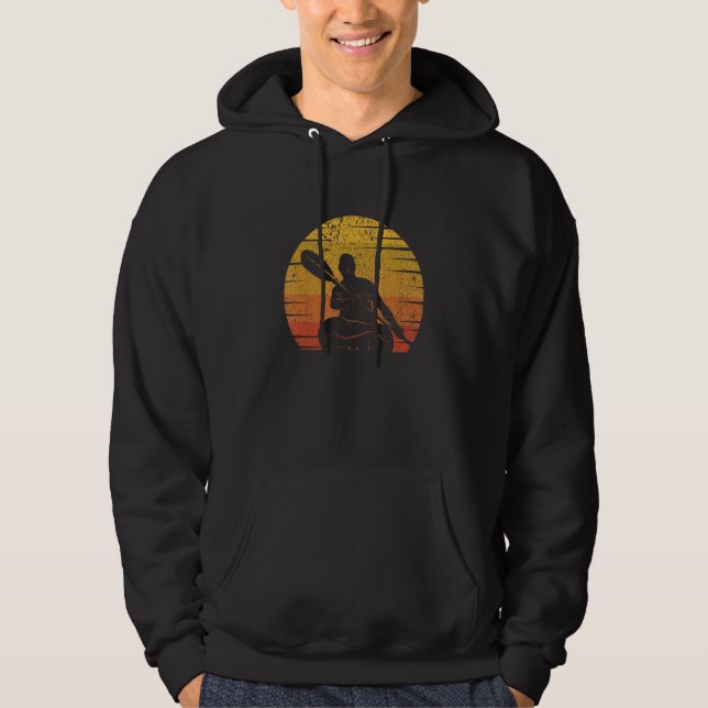 Kayaking Silhouette Kayak Lover Canoe Retro Kayake Hoodie (Front)