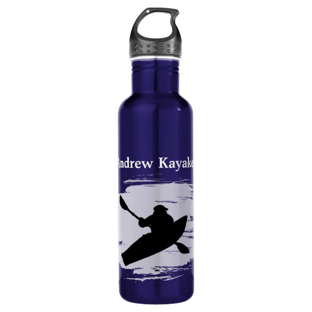 Kayaking - silhouette of kayaker - Personalize 710 Ml Water Bottle (Front)