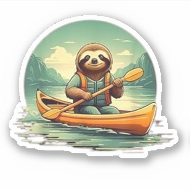 Kayaking Sloth Canoe Lover Funny Animals Vintage (Front)