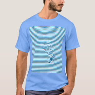 Kayaking the Blue and White Optical Illusion Graph T-Shirt