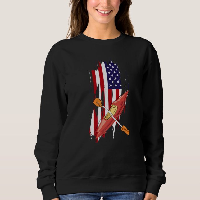 Kayaking USA Flag Boating  Kayaker Kayak Expert Gr Sweatshirt (Front)