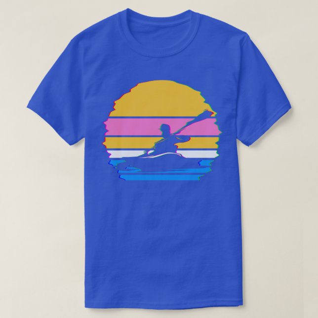 Kayaking Vaporwave Silhouette Canoeing Kayak Canoe T-Shirt (Design Front)