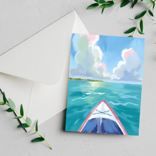 Kayaking Watercolor Postcard