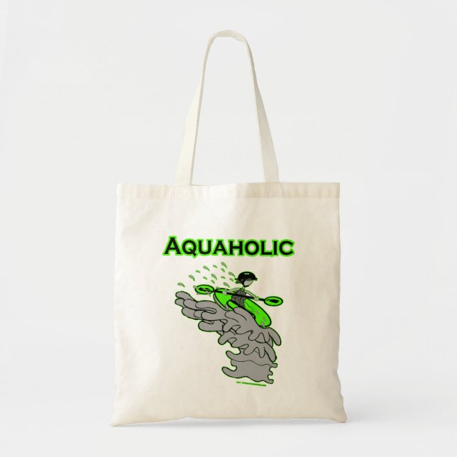 Kayaking Whitewater Silhouette Tote Bag (Front)