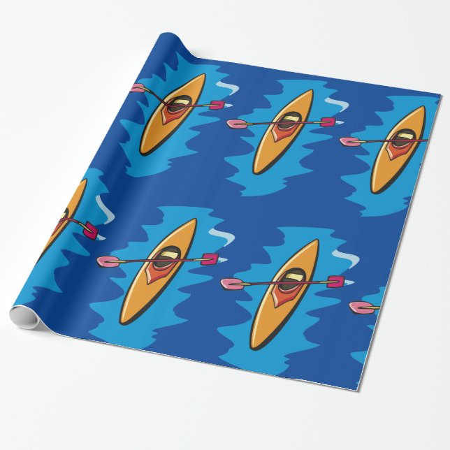 Kayaking Wrapping Paper (Unrolled)