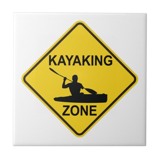 Kayaking Zone Road Sign Ceramic Tile (Front)