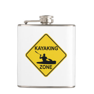 Kayaking Zone Road Sign Hip Flask