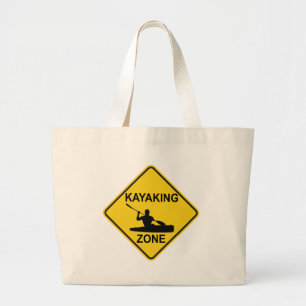 Kayaking Zone Road Sign Large Tote Bag