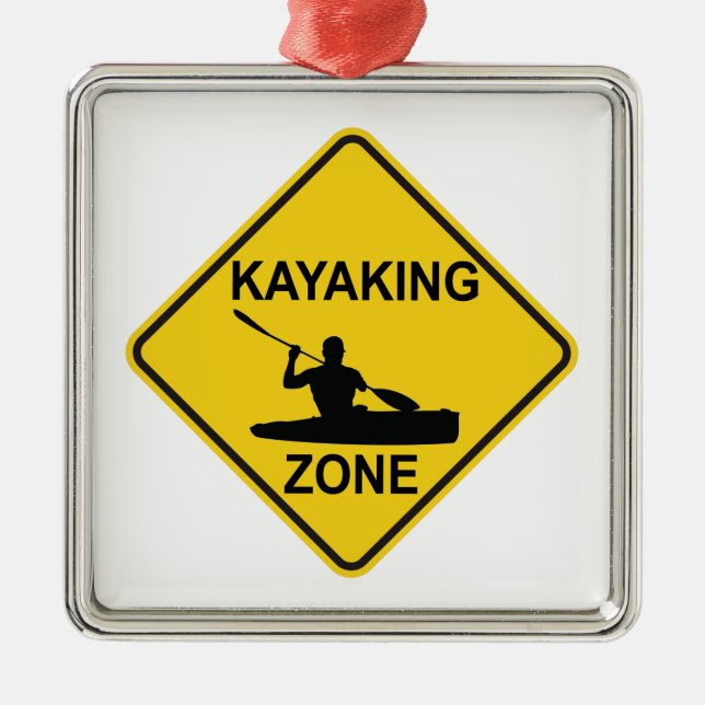 Kayaking Zone Road Sign Metal Tree Decoration (Front)
