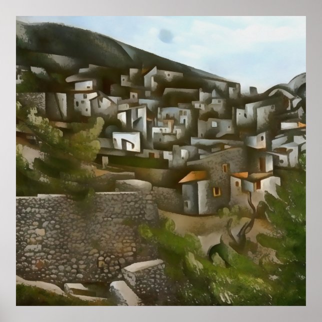 Kayakoy Historical Greek Houses Artistic Abstract Poster (Front)