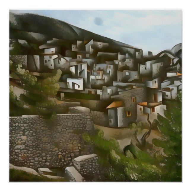 Kayakoy Historical Greek Houses Artistic Abstract Poster (Front)