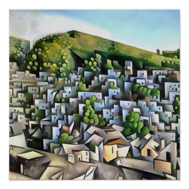 Kayakoy Historical Settlement Geometric Art Poster (Front)