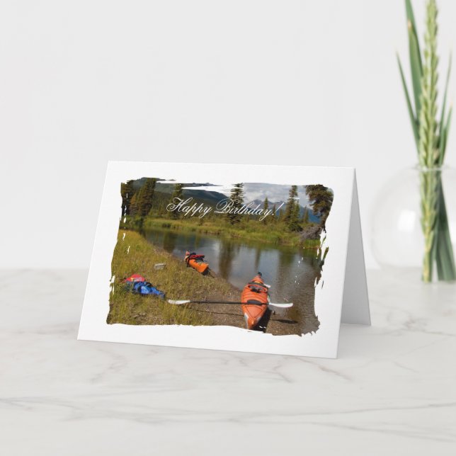 Kayaks at Rest; Happy Birthday Card (Front)
