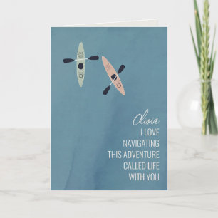 Kayaks on a lake friendship greeting card