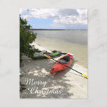 Kayak's on the Beach, Kayak Christmas Postcard<br><div class="desc">Kayak's on the beach,  Christmas postcard,  text is customisable</div>