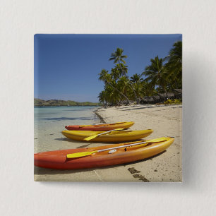 Kayaks on the beach, Plantation Island Resort 15 Cm Square Badge