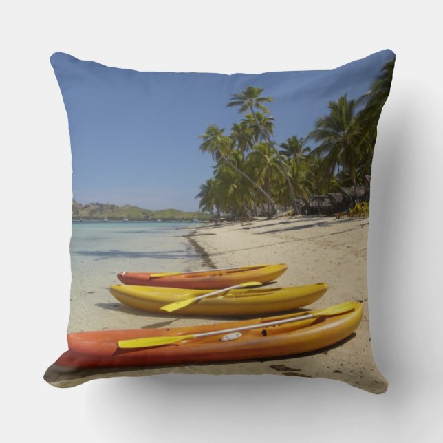 Kayaks on the beach, Plantation Island Resort Cushion (Front)