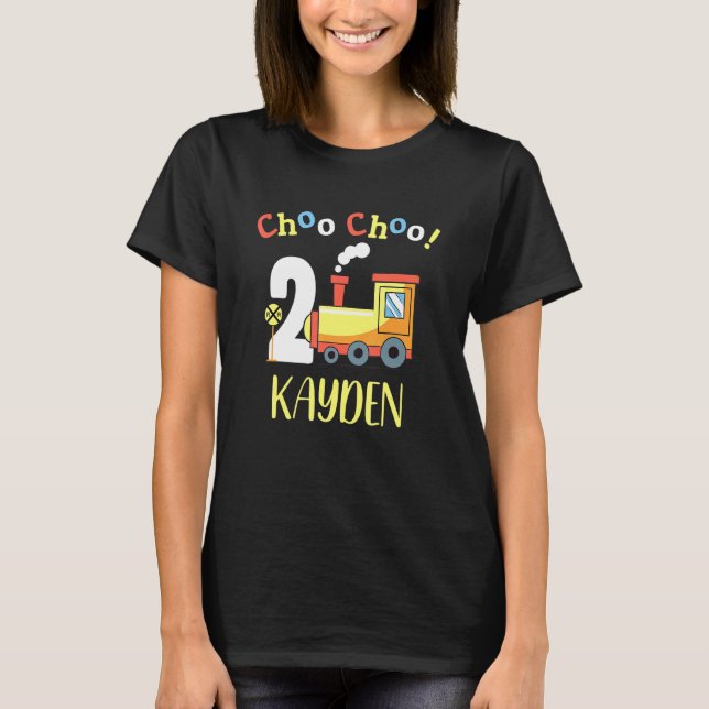 Kayden Choo Choo Two Train 2nd Birthday Turning 2 T-Shirt (Front)