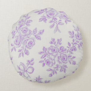 Kaye and Summer Lavender Flowers Round Cushion
