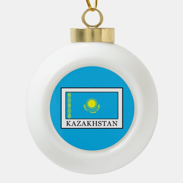 Kazakhstan Ceramic Ball Christmas Ornament (Front)