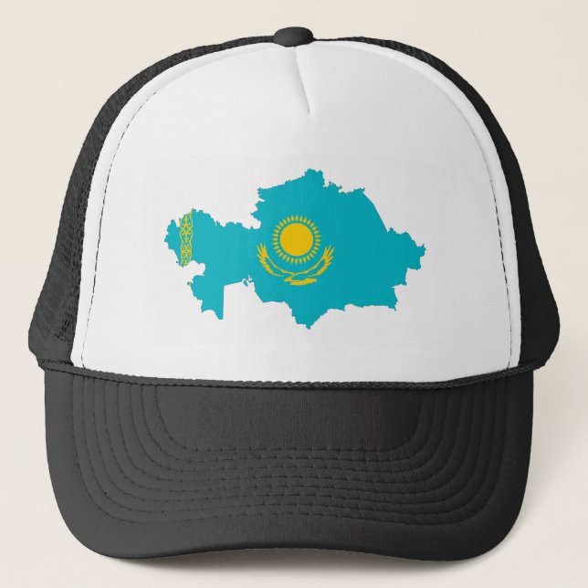 kazakhstan country flag map shape symbol trucker hat (Front)
