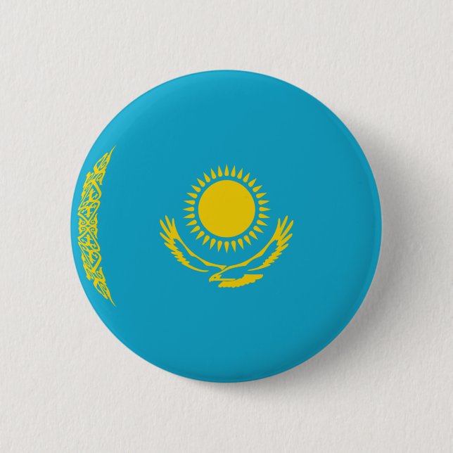Kazakhstan Fisheye Flag Button (Front)
