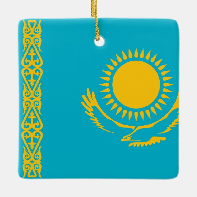 Kazakhstan Flag  Ceramic Ornament (Front)