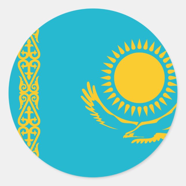 Kazakhstan Flag Classic Round Sticker (Front)