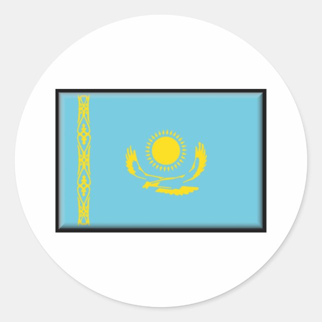 Kazakhstan Flag Classic Round Sticker (Front)