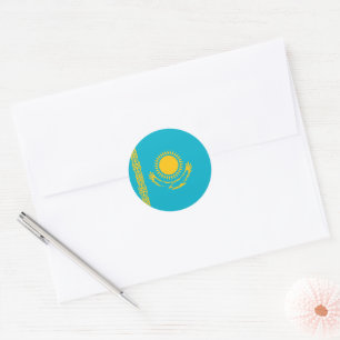 Kazakhstan flag classic round sticker