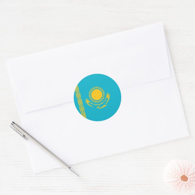 Kazakhstan flag classic round sticker (Envelope)
