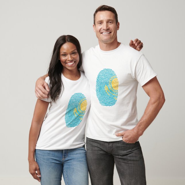 Kazakhstan Flag Fingerprint T-Shirt (Unisex)