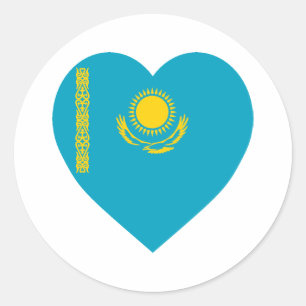 Kazakhstan Flag Heart Classic Round Sticker
