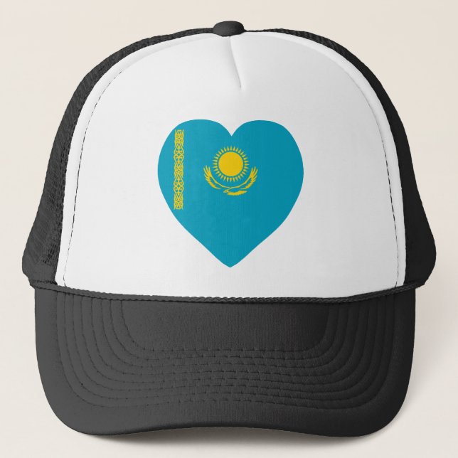 Kazakhstan Flag Heart Trucker Hat (Front)