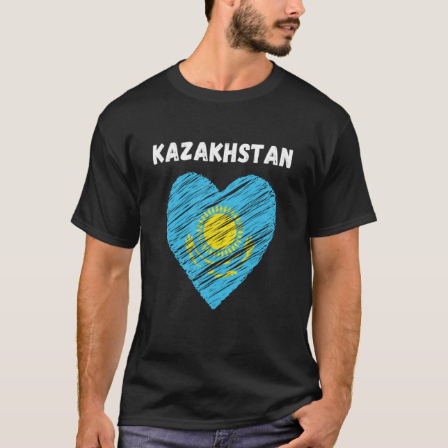 Kazakhstan Flag Holiday Kazakhstan Heart Kazakhsta T-Shirt (Front)