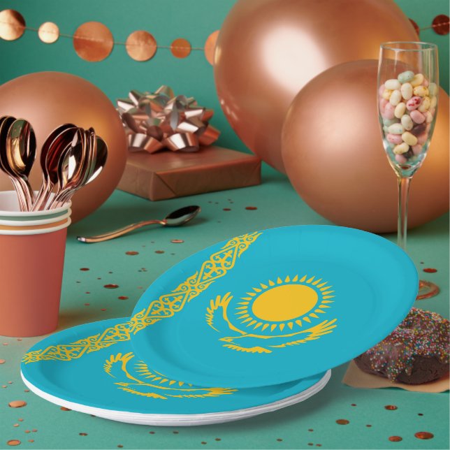 Kazakhstan flag paper plate (Multi)