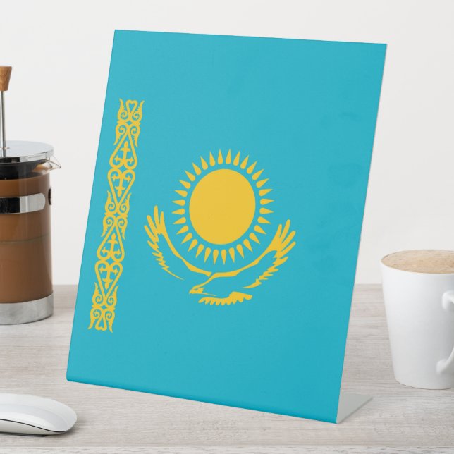 Kazakhstan flag pedestal sign (In SItu)