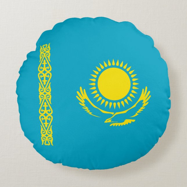 Kazakhstan Flag Round Cushion (Front)