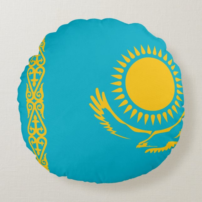 Kazakhstan Flag Round Cushion (Front)
