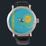 Kazakhstan Flag Watch<br><div class="desc">The Kazakhstan flag is a blue field with in the centre a sun and an eagle and on the a national ornamental pattern. The used colours in the flag are blue, yellow. The proportion of the Kazakhstan flag is 1:2. The Flag of Kazakhstan was adopted in 1992. The first use...</div>