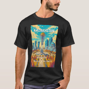 Kazakhstan Illustration Travel Art Vintage T-Shirt