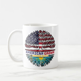 Kazakhstan Kazakh American USA Tree Roots Flag Coffee Mug