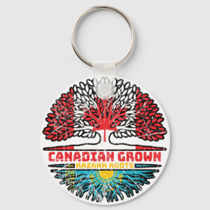 Kazakhstan Kazakh Canadian Canada Tree Roots Flag Key Ring