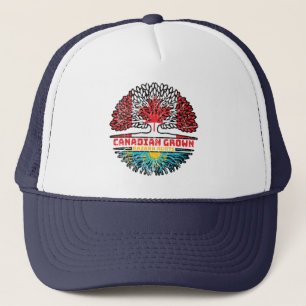 Kazakhstan Kazakh Canadian Canada Tree Roots Flag Trucker Hat