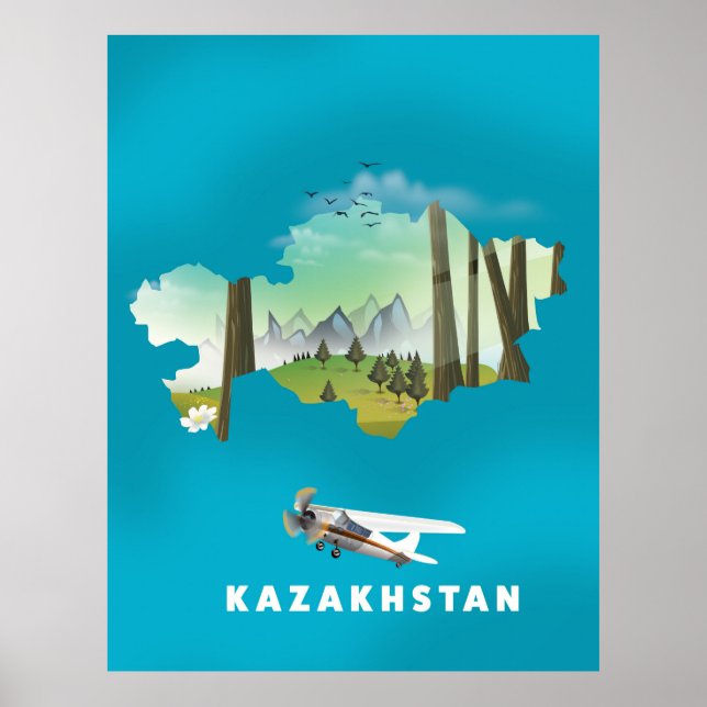 Kazakhstan map poster (Front)